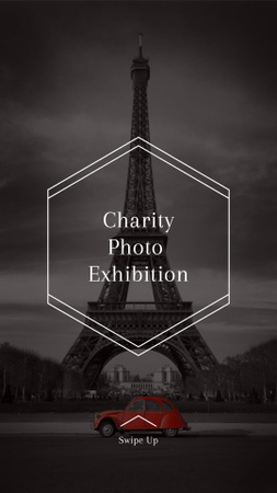 Template di design annuncio evento di beneficenza con torre eiffel Instagram Story