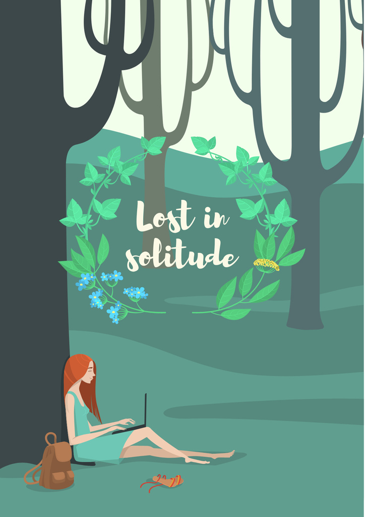 Lost in solitude illustration Poster Πρότυπο σχεδίασης