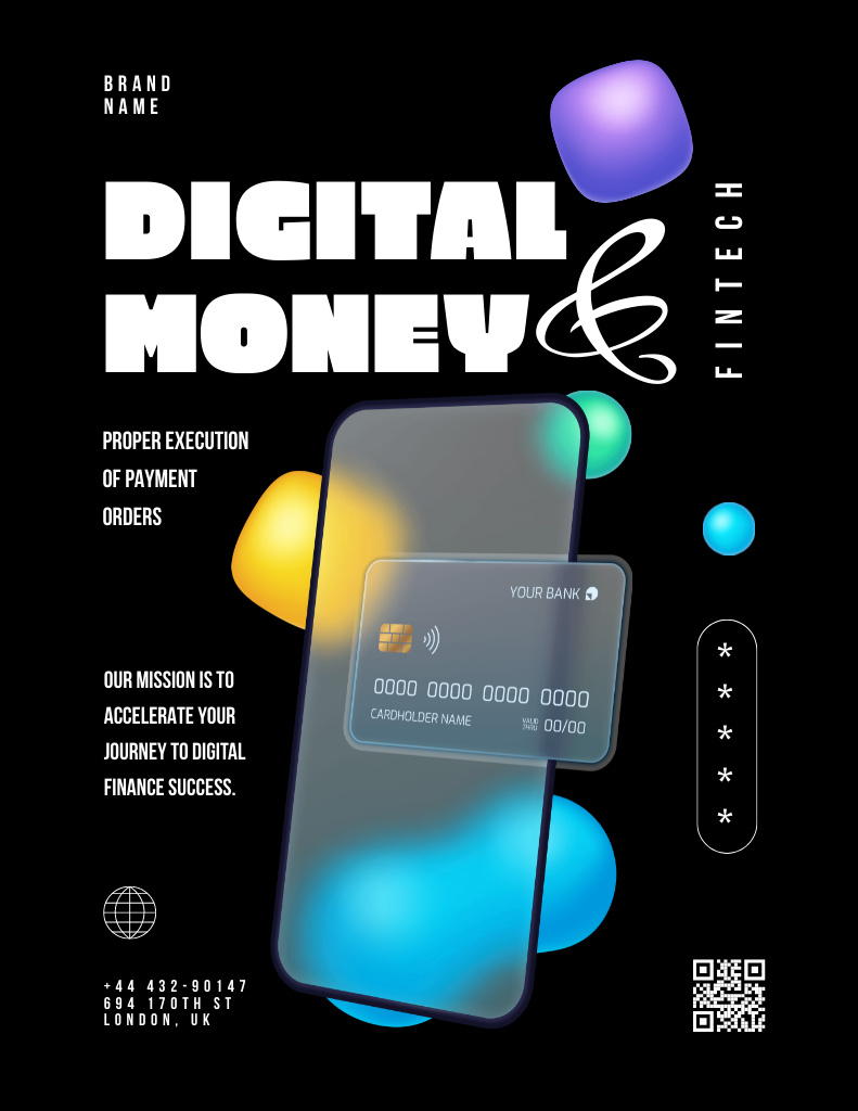Targeted Digital Services Ad on Black Poster 8.5x11in Tasarım Şablonu