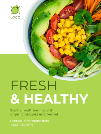 Plantilla de diseño de Verduras orgánicas Nutrición Estilo de vida Poster US 
