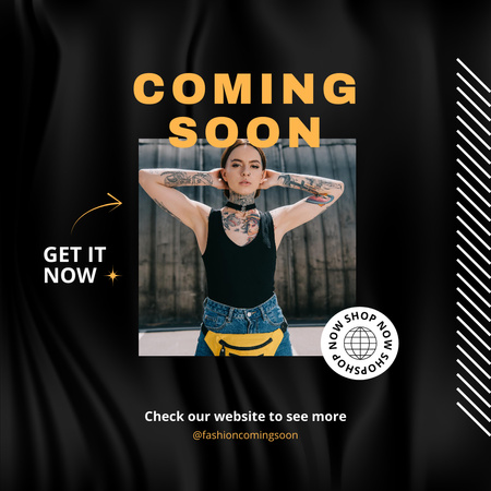 Girl With Tattoos And A Yellow Bag Instagram Design Template