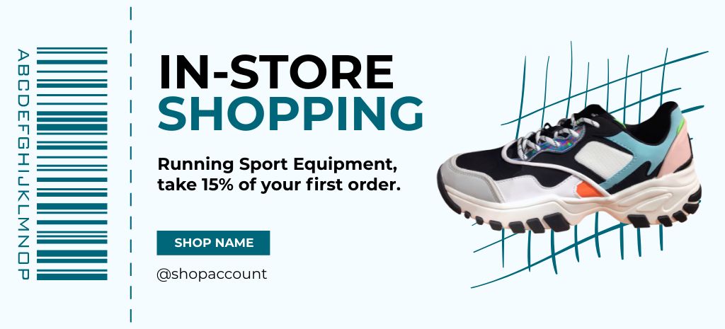 Running Sports Equipment At Reduced Price Coupon 3.75x8.25in – шаблон для дизайну