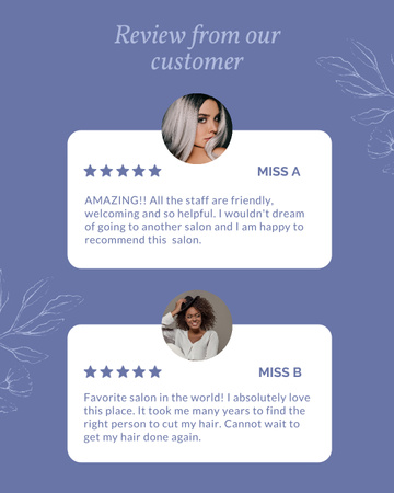 Feedback from Client about Visit to Beauty Salon Instagram Post Vertical Design Template