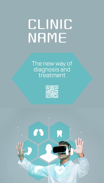 Advertising of Modern Clinic with 3D Technologies Business Card US Vertical Šablona návrhu