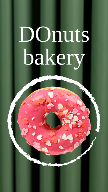 Bakery Ad with Colorful Donuts Instagram Video Story Modelo de Design