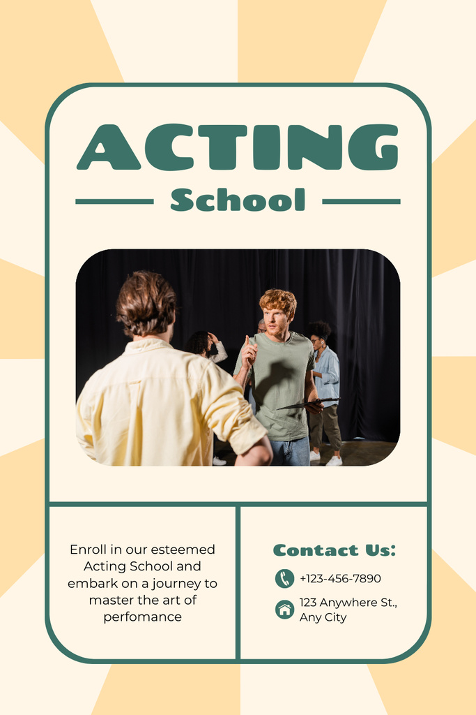 Szablon projektu Promo of Acting School on Beige Pinterest