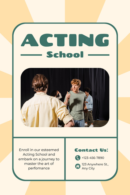 Designvorlage Promo of Acting School on Beige für Pinterest