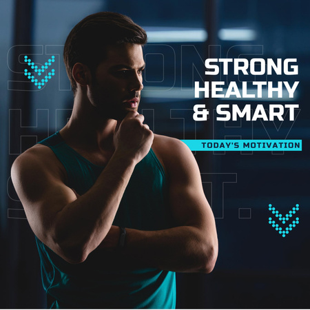 Gym Invitation with Strong Athletic Man Instagram Design Template