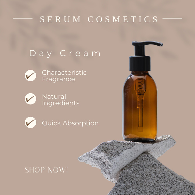 Daily Routine Skin Care Serum Offer With List Of Advantages Instagram Design Template