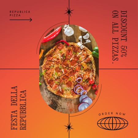 Festa della Repubblica με πίτσα Animated Post Πρότυπο σχεδίασης
