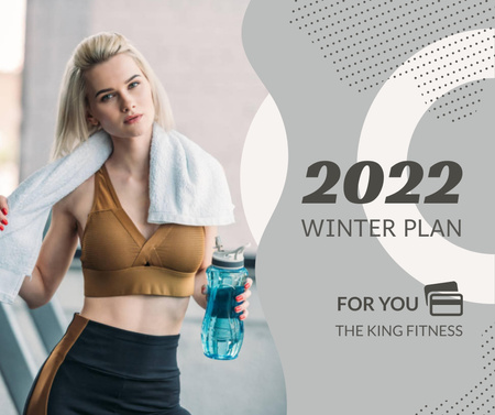 Ontwerpsjabloon van Facebook van Winter Fitness Plan Ad
