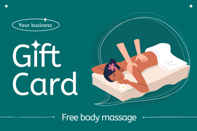 Spa Salon Ad with Woman Enjoying Back Massage Gift Certificate Šablona návrhu