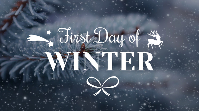 First Day of Winter Greeting Frozen Fir Title 1680x945px – шаблон для дизайну