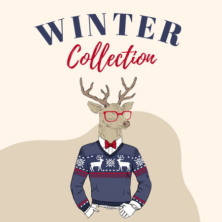 Inzerát na kolekci zimních svetrů Instagram Šablona návrhu