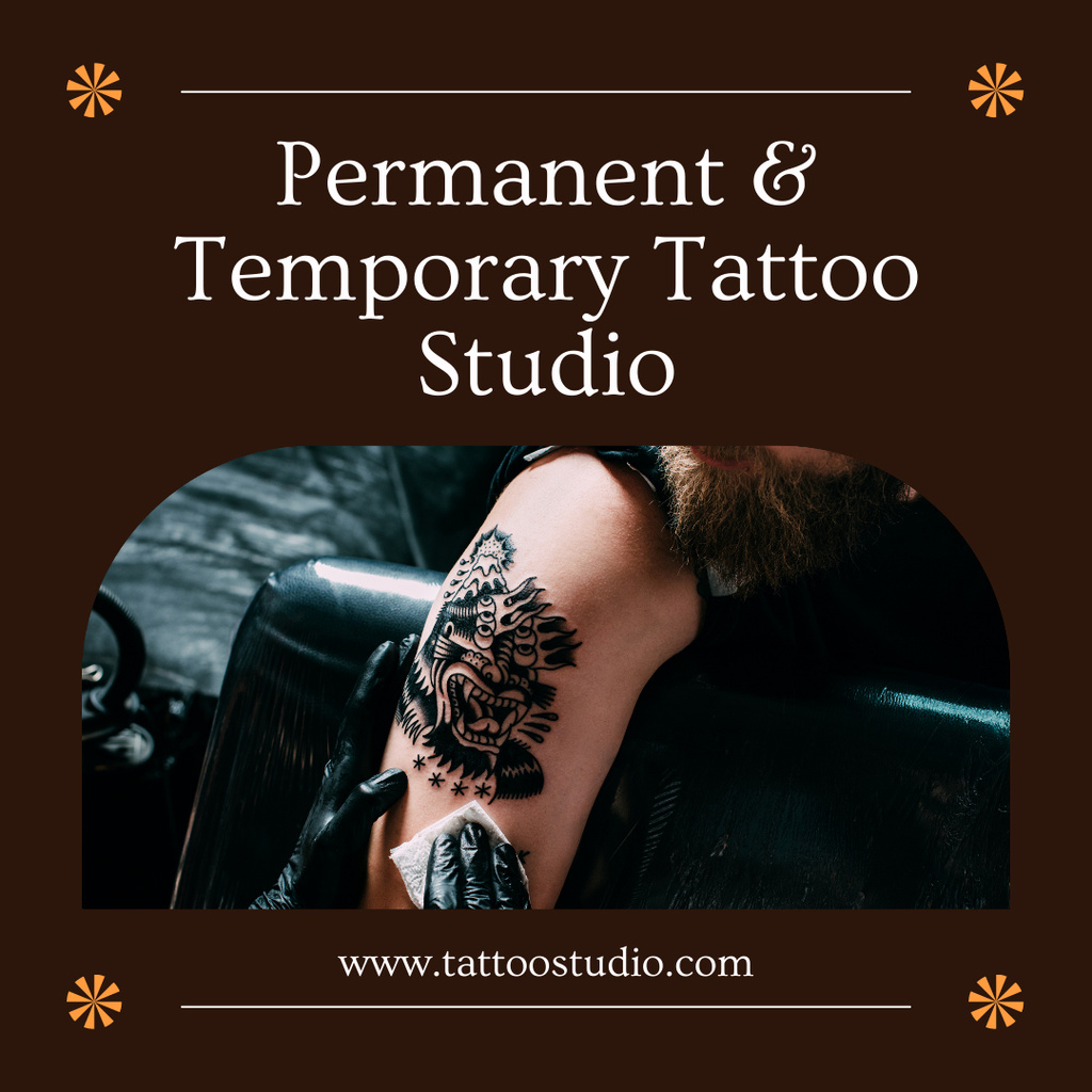 Permanent And Temporary Tattoos In Studio Offer Instagram Design Template