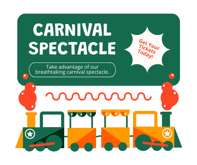 Breathtaking Carnival Spectacle With Train Attraction Facebook Πρότυπο σχεδίασης