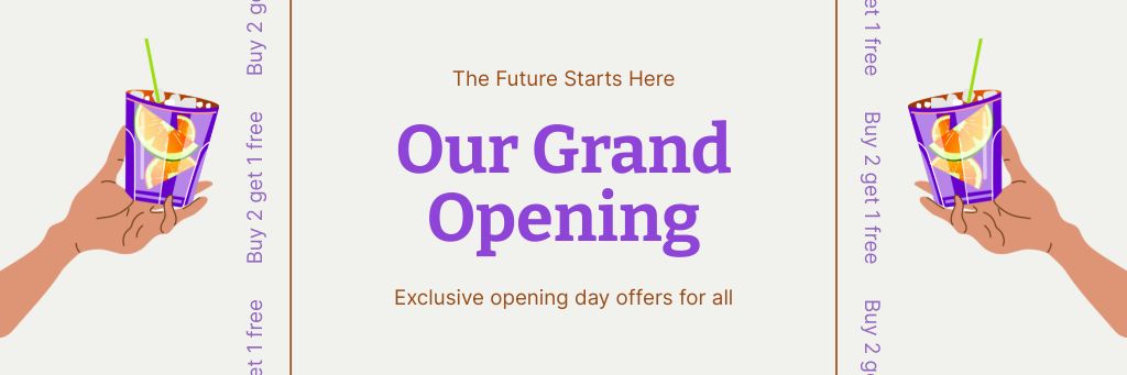 Grand Opening Celebration With Promo And Cocktails Email header Design Template