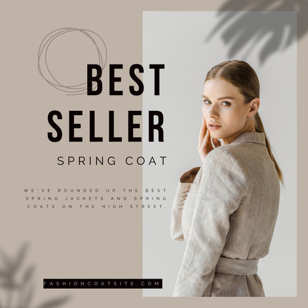 Anúncio de venda de casaco de primavera feminino com mulher elegante Instagram Modelo de Design