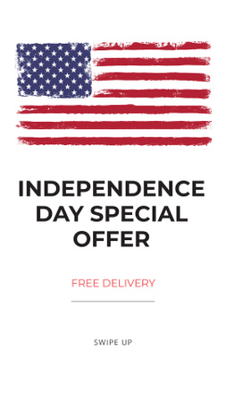 Independence day Announcement with American Flag Instagram Story Design Template