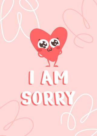 Apology Phrase With Illustrated Heart Postcard 5x7in Vertical Design Template