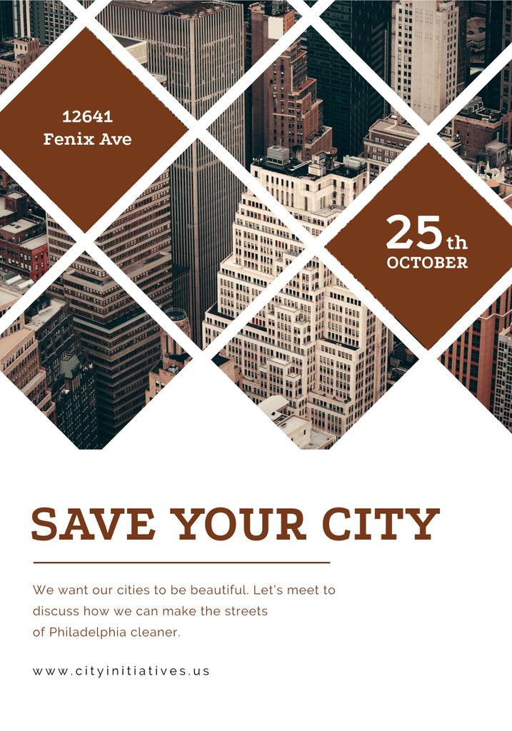 Save your city event announcement Poster 28x40in Design Template