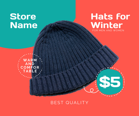 Warm Winter Hats Ad Facebook Design Template