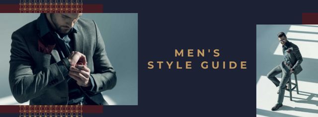 Handsome Men wearing Suits Facebook cover – шаблон для дизайну