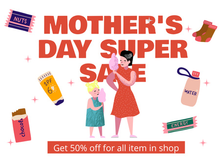 Mother's Day Super Sale Ad Postcard 5x7in Design Template