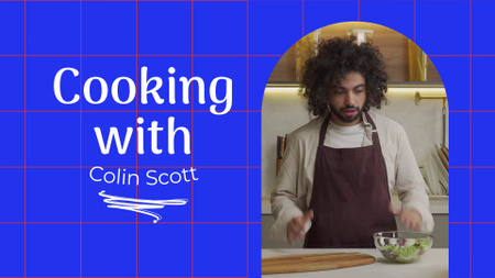 Template di design Cooking Vlog in cucina in blu YouTube intro