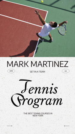 Template di design Annuncio del programma di tennis Instagram Story