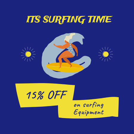 Surfing Equipment Sale Animated Post Design Template
