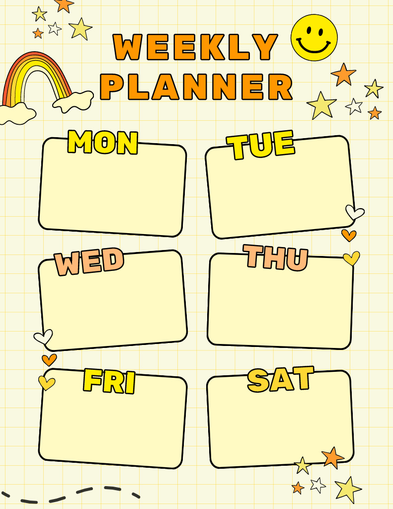 Week Notes with Cute Cartoon Drawings Notepad 8.5x11in Design Template