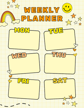 Week Notes with Cute Cartoon Drawings Notepad 8.5x11in Design Template