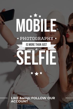 Ontwerpsjabloon van Tumblr van Mobile photography blog with Girls Taking Selfie