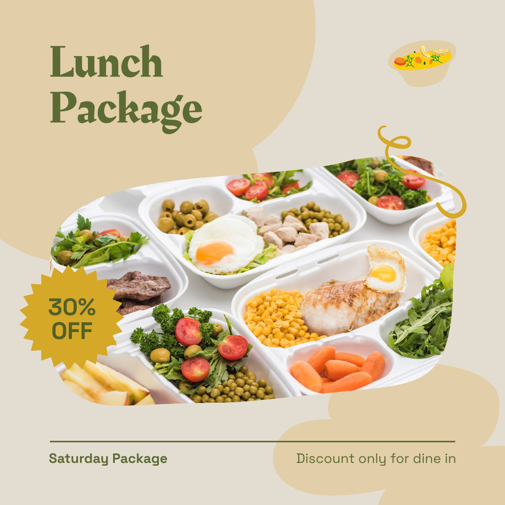 Ontwerpsjabloon van Instagram van Lunch Package Offer for Saturday