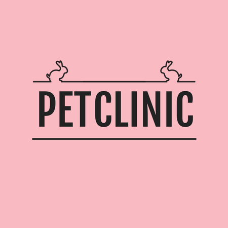 Pet Clinic Emblem with Silhouettes of Rabbits Animated Logo Design Template