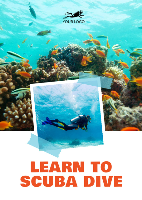 Scuba Diving Learning Postcard A6 Vertical Tasarım Şablonu