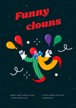 Awesome Circus Show Announcement with Funny Clown Poster Design Template