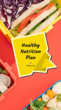 Modèle de visuel Menu du plan de nutrition avec des aliments sains - Instagram Story