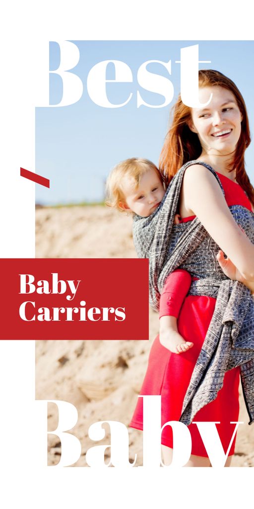 Designvorlage Happy mother with kid in carrier für Graphic