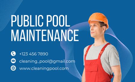 Offering Public Pool Maintenance Services Business Card 91x55mm Design Template
