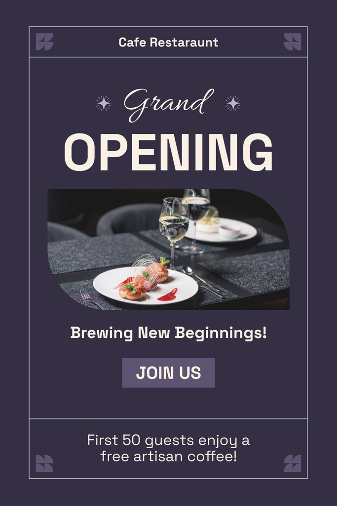 Plantilla de diseño de Grand Opening Of Restaurant With Special Offers Pinterest 