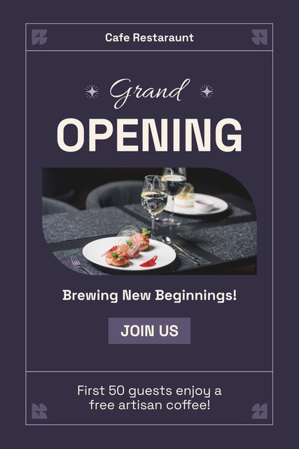 Szablon projektu Grand Opening Of Restaurant With Special Offers Pinterest