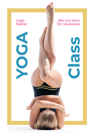 Woman is exercising at Yoga Class Flyer A7 Design Template