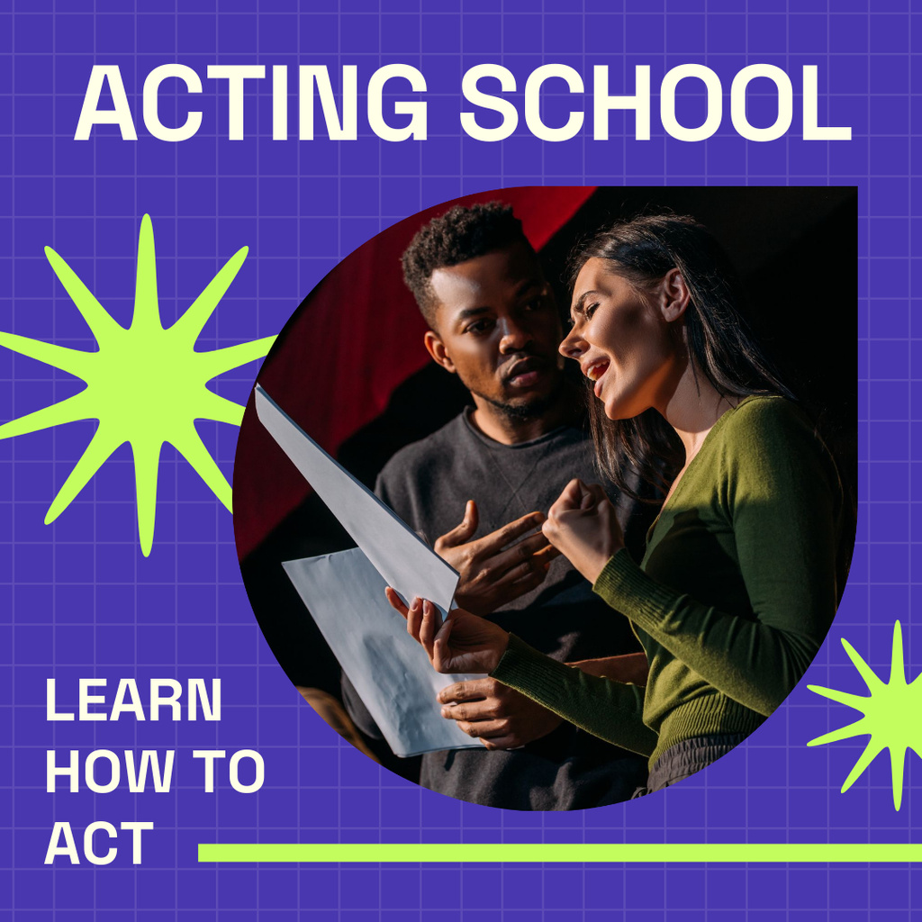Training in Professional Acting at School Instagram – шаблон для дизайна