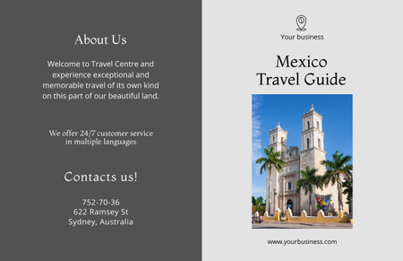 Ontwerpsjabloon van Brochure 11x17in Bi-fold van Travel Tour to Mexico with Palm Trees