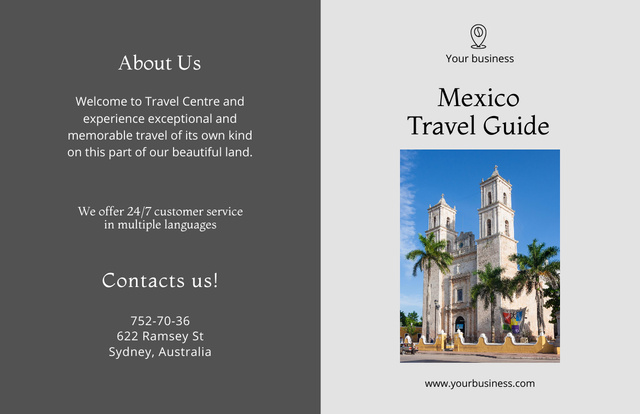 Travel Tour to Mexico with Palm Trees Brochure 11x17in Bi-fold Šablona návrhu