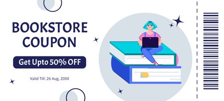 Book Store Discount Voucher Coupon 3.75x8.25in Design Template