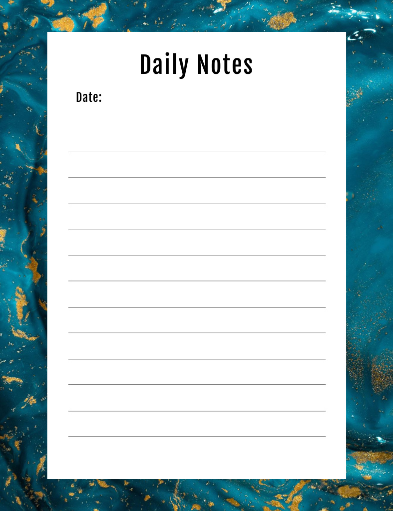 Daily Notes Organizer with Blue Watercolor Pattern Notepad 107x139mm Design Template