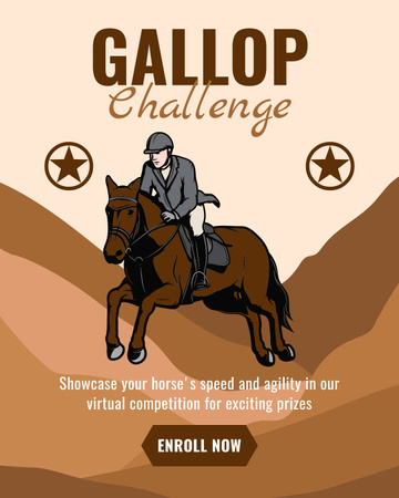 Top-notch Equestrian Sport And Gallop Challenge Promotion Instagram Post Vertical Design Template